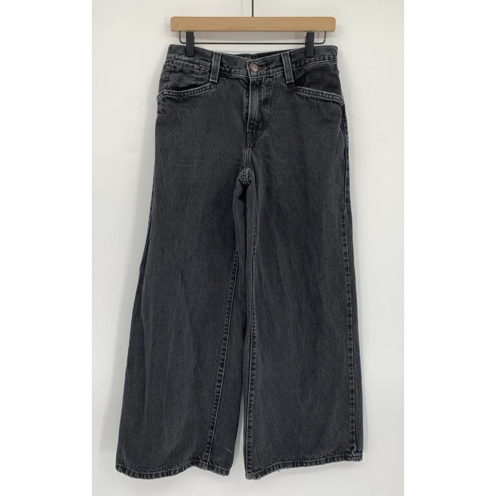 Levis Wide Leg Jeans Womens 27 Black 94 Baggy Wide Leg Cotton Denim Pants